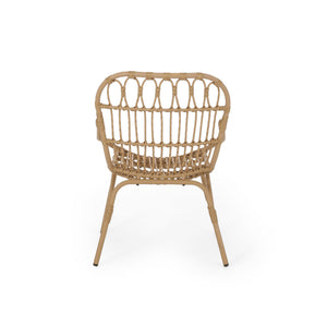 English Elm Harlem Faux Rattan Accent Chair Set of Two Bohemian Iron Frame Indoor Outdoor Seating 70654.00LBRN