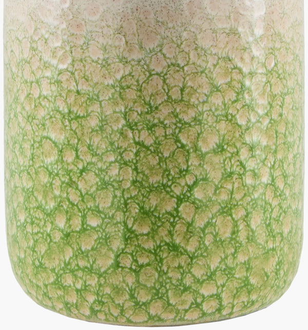 Surya Benin Bohemian Accent Table Lamp - 23" Tall Ceramic Design With Linen Shade For Stylish Illumination Body, Green,Finial, Metallic ,Nickel,Harp, Metallic ,Nickel,Cord, Translucent Ceramic,Linen,Plastic,Iron Bni-002