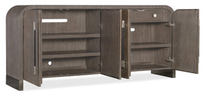 Hooker Furniture Modern Mood Buffet With Raffia-Wrapped Doors, Quartered Oak Veneers, Integrated Power & Soft-Close Storage Medium Brown 6850-75900-89