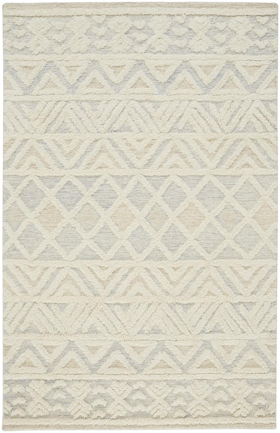 Feizy Rugs Anica Hand-tufted Wool Area Rug - Stylish Geometric Design For Effortless Bohemian Home Decor Ivory,Blue,Tan Wool Anc8005fblu000e10