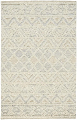 Feizy Rugs Anica Hand-tufted Wool Area Rug - Stylish Geometric Design For Effortless Bohemian Home Decor Ivory,Blue,Tan Wool Anc8005fblu000e10