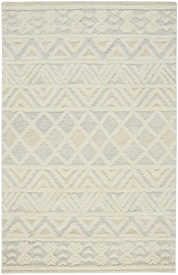 Feizy Rugs Anica Hand-tufted Wool Area Rug - Stylish Geometric Design For Effortless Bohemian Home Decor Ivory,Blue,Tan Wool Anc8005fblu000e10