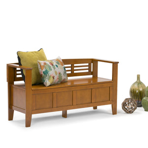 English Elm Adams Entryway Storage Bench - Handcrafted Light Avalon Brown With Lift-Top Design & Seating For Two B136P158098
