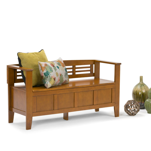 English Elm Adams Entryway Storage Bench - Handcrafted Light Avalon Brown With Lift-Top Design & Seating For Two B136P158098