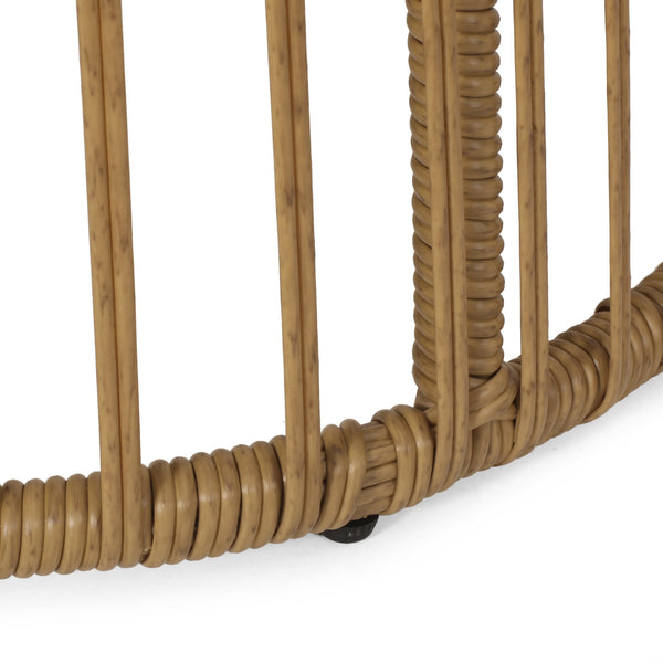 English Elm Christopher Knight Home® - ELAINE Rattan Side Table Light Brown – Boho Outdoor Wicker Cage Accent Table, Durable Polyethylene Finish 71843.00LBRN