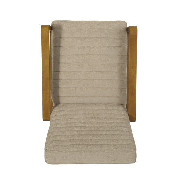 English Elm Christopher Knight Home® - Fabric Sand Push-Back Recliner Chair with Channel Stitching, Rubberwood Frame, Compact Comfort Lounge — Ergonomic Manual Club Seat (Sand) 71261.00SND