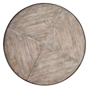 Hooker Furniture Saint Armand Martini Table Rustic Acacia Top With Antique Bronze Metal Base — Compact Industrial Chic Accent (97) 5601-50002