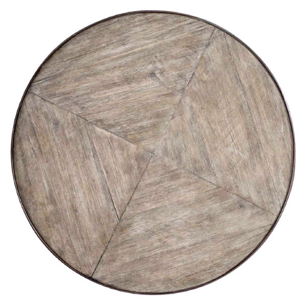 Hooker Furniture Saint Armand Martini Table Rustic Acacia Top With Antique Bronze Metal Base — Compact Industrial Chic Accent (97) 5601-50002