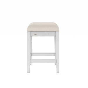 A.R.T. Furniture Palisade Gathering Console Stool - Vintage White English Cottage Style With Adjustable Comfort Seat White Parawood Solids,Foam,Fabric,Resin,Metal 273318-2917gl