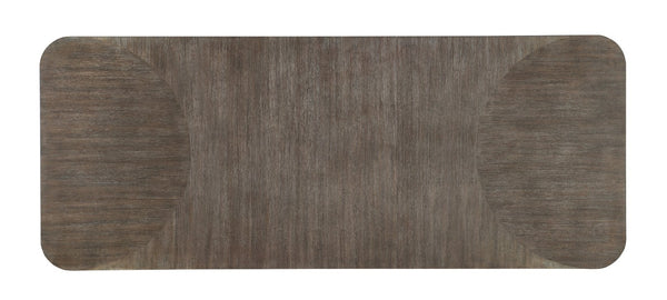 Hooker Furniture Modern Mood Leg Dining Table With Alabaster Diamond Finish, Pewter Accents, Extendable To 110" Medium Brown 6850-75200-89