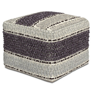 English Elm Grady Square Pouf – Handcrafted Magenta & Natural Accent For Multi-Functional Home Decor Use B136P159324