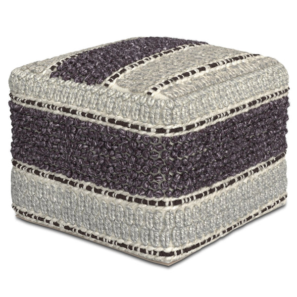 English Elm Grady Square Pouf – Handcrafted Magenta & Natural Accent For Multi-Functional Home Decor Use B136P159324