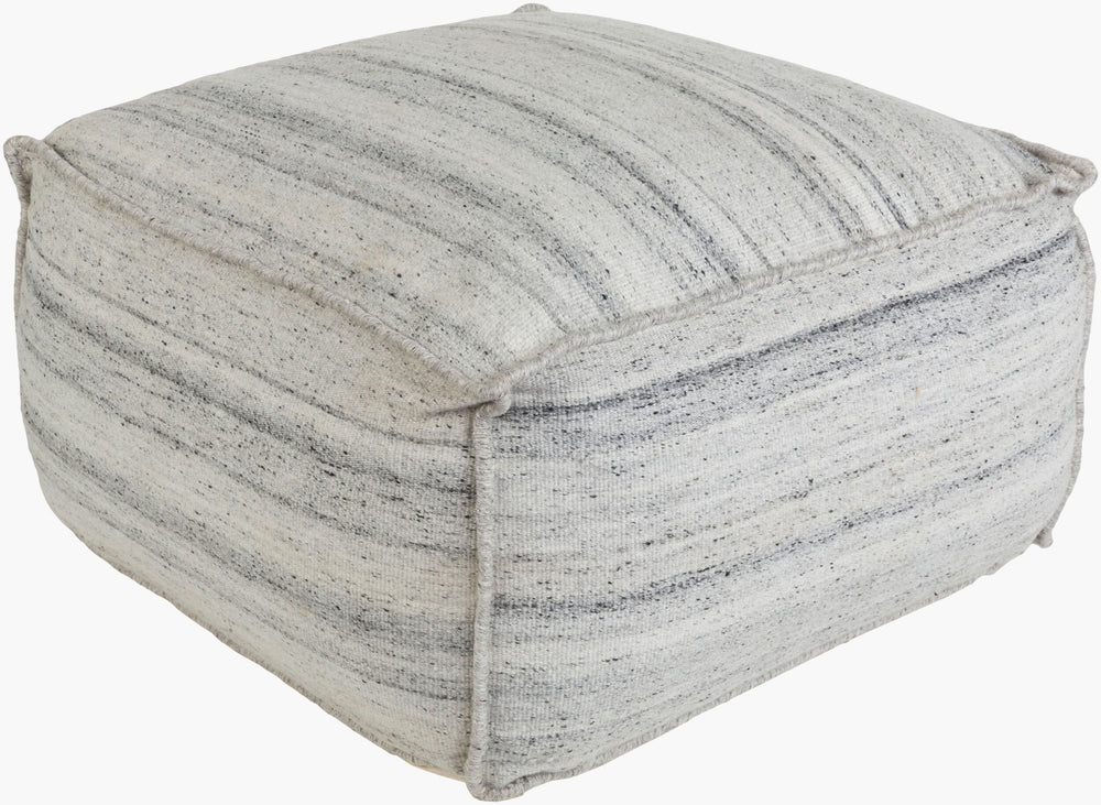 Surya Barnsley Rustic Pouf - 13"H X 25"W X 25"D, Durable Viscose & Cotton, Stylish Home Accent Piece Gray Viscose,Cotton,Polybeads Bnpf004-252513