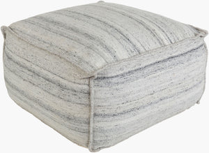 Surya Barnsley Rustic Pouf - 13"H X 25"W X 25"D, Durable Viscose & Cotton, Stylish Home Accent Piece Gray Viscose,Cotton,Polybeads Bnpf004-252513