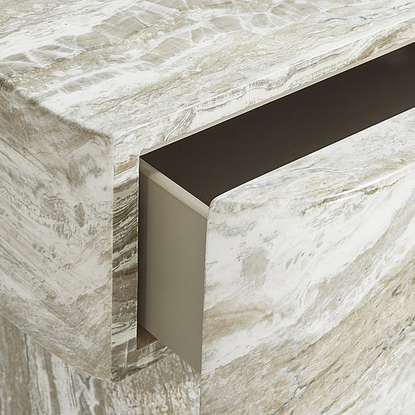 Bernhardt Bernhardt Arcadia Nightstand In Kalta Faux Stone Finish — Sculptural Totemic Base, Soft-Close Drawer, Adjustable Glides (29"H) 334230