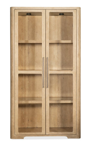 Hooker Furniture Retreat Oak Display Cabinet In Dune Finish With Tempered Glass, Adjustable Shelves & Integrated Lighting 6950-75906-80