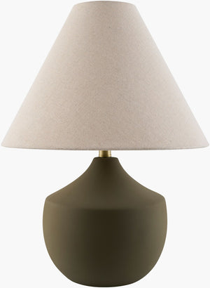 Livabliss Benson Artisan Ceramic Table Lamp with Linen Shade and Iron Finial for Bedside Decor BNS-004