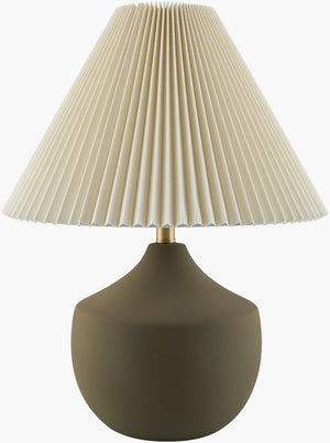 Livabliss Benson Artisan Ceramic Table Lamp with Linen Shade and Iron Finial for Rustic Decor BNS-008