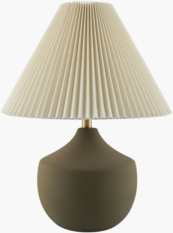 Livabliss Benson Artisan Ceramic Table Lamp with Linen Shade and Iron Finial for Rustic Decor BNS-008