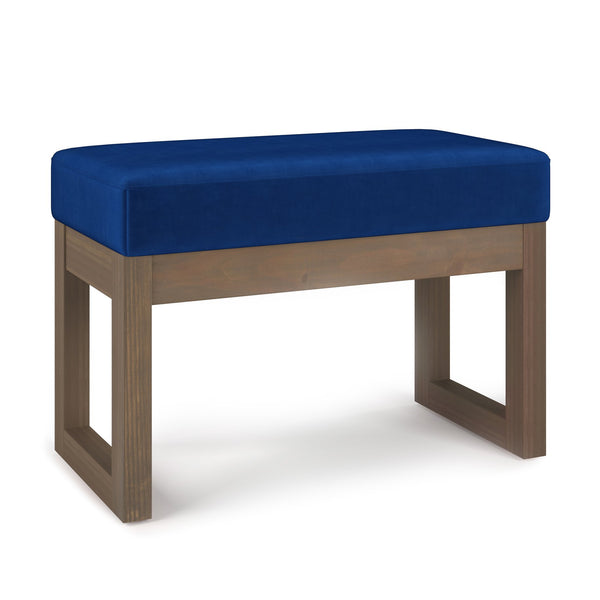 English Elm Milltown Compact Blue Velvet Ottoman Bench - Stylish Footstool For Living Rooms & Entryways B136P159083