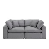 Homelegance By Top-Line Nazeen Grey Linen Weave Down Blend Loveseat Grey Linen