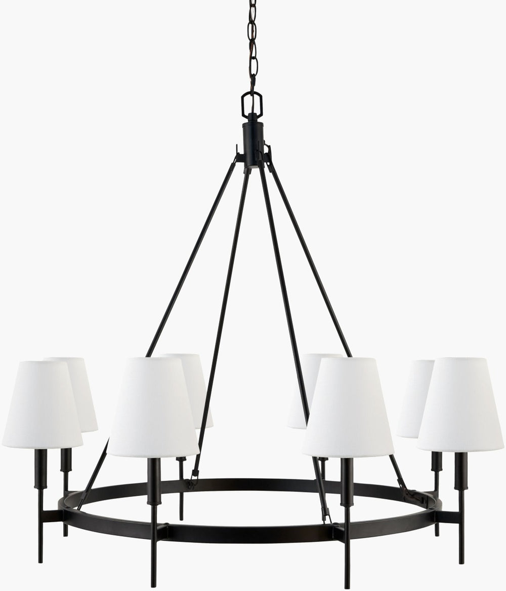 Livabliss Bonita Wrought Iron Chandelier with Layered Linen Shade for Dining and Great Rooms BNT-001
