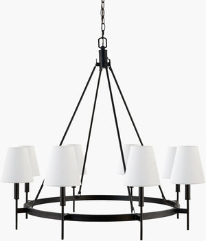 Livabliss Bonita Wrought Iron Chandelier with Layered Linen Shade for Dining and Great Rooms BNT-001