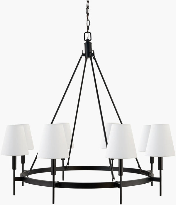 Livabliss Bonita Wrought Iron Chandelier with Layered Linen Shade for Dining and Great Rooms BNT-001