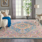 Nourison Passion PSN20 Machine Made Power-loomed Floral Border Indoor Only Bohemian  Rug Teal Multicolor, Teal Multicolor 100% Polypropylene 99446486608