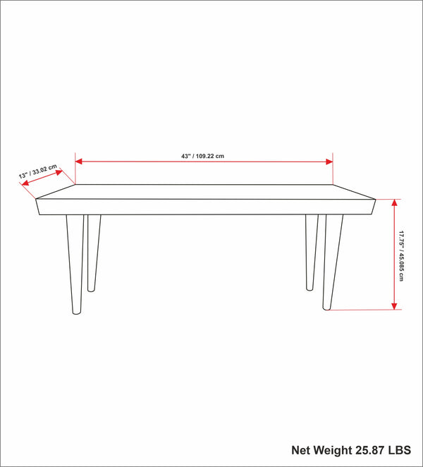 English Elm Durham Handcrafted Distressed Natural Mango Wood Bench with Black Metal Legs — Rustic Modern Entryway Seat B136P158598