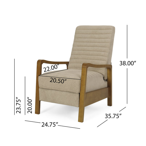 English Elm Christopher Knight Home® - Fabric Sand Push-Back Recliner Chair with Channel Stitching, Rubberwood Frame, Compact Comfort Lounge — Ergonomic Manual Club Seat (Sand) 71261.00SND