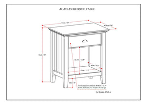 English Elm Acadian Solid Wood Nightstand with Drawer and Shelf Transitional Bedroom Side Table B136P158096