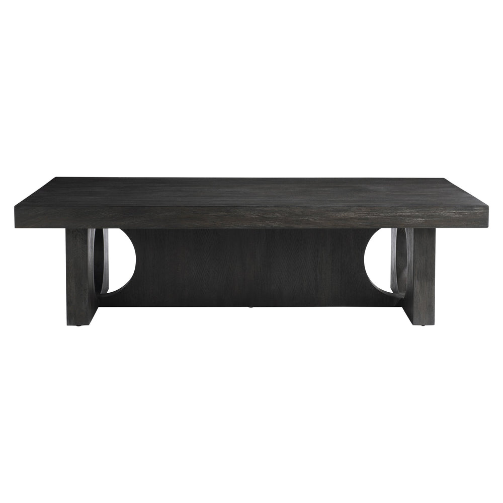 Bernhardt Bernhardt Micah Cocktail Table In Wire-Brushed Quartered White Oak Black Truffle Finish, Sculptural Geometric Centerpiece For Contemporary Living Rooms 557021