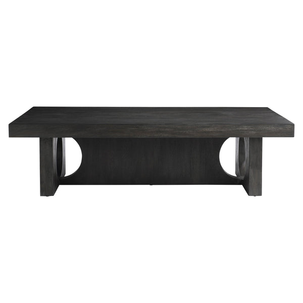 Bernhardt Bernhardt Micah Cocktail Table In Wire-Brushed Quartered White Oak Black Truffle Finish, Sculptural Geometric Centerpiece For Contemporary Living Rooms 557021
