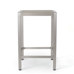 English Elm 43" Outdoor Tempered Glass Top Aluminum Bar Table Powder-coated for Patio Use 60013.00