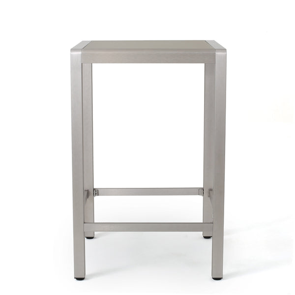 English Elm 43" Outdoor Tempered Glass Top Aluminum Bar Table Powder-coated for Patio Use 60013.00