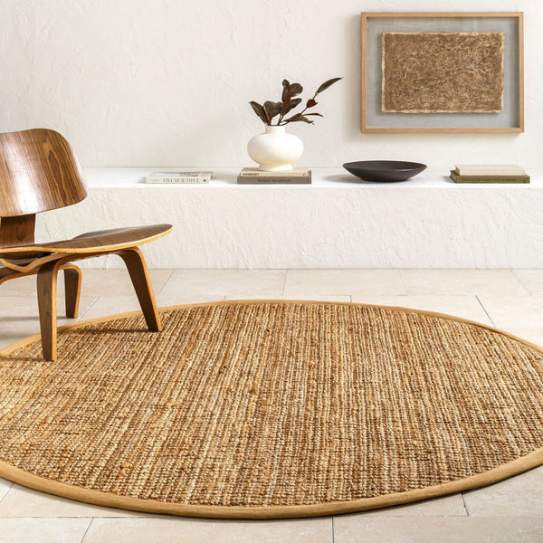 Livabliss Calla Handwoven Jute Flatweave Area Rug Organic Cottage Farmhouse Living Room Floor Tan, Beige 8' x 8' Square BOAC2300-8SQ