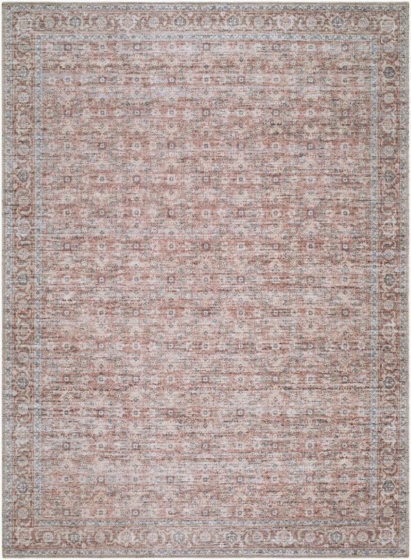 Livabliss Aureta Traditional Low Pile Polyester Rug Machine Woven in Turkey for Entryways Rosewood, Dust 6'7" x 9' BOAU2300-679