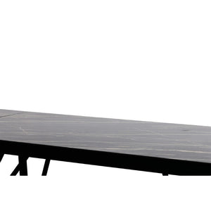 VIG Furniture Bobby Extendable Black Ceramic Dining Table With Marble-Look Top, Metal Base, Seats 6–8, Scratch-Resistant VGYF-DT8936-BLK-DT