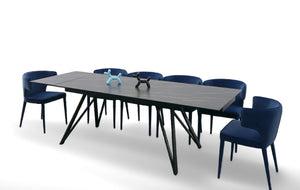 VIG Furniture Bobby Extendable Black Ceramic Dining Table With Marble-Look Top, Metal Base, Seats 6–8, Scratch-Resistant VGYF-DT8936-BLK-DT