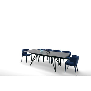 VIG Furniture Bobby Extendable Black Ceramic Dining Table With Marble-Look Top, Metal Base, Seats 6–8, Scratch-Resistant VGYF-DT8936-BLK-DT
