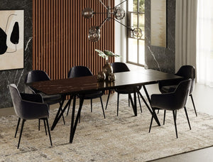 VIG Furniture Bobby Extendable Black Ceramic Dining Table With Marble-Look Top, Metal Base, Seats 6–8, Scratch-Resistant VGYF-DT8936-BLK-DT