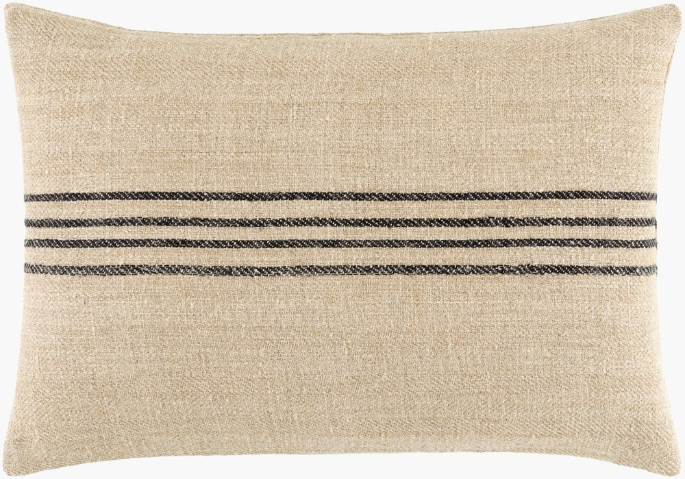 Livabliss Brett Handcrafted Linen Cotton Lumbar Pillow with Bold Stripe Accent for Sofa or Bed BOBT001-1320P