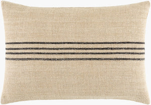 Livabliss Brett Handcrafted Linen Cotton Lumbar Pillow with Bold Stripe Accent for Sofa or Bed BOBT001-1320P