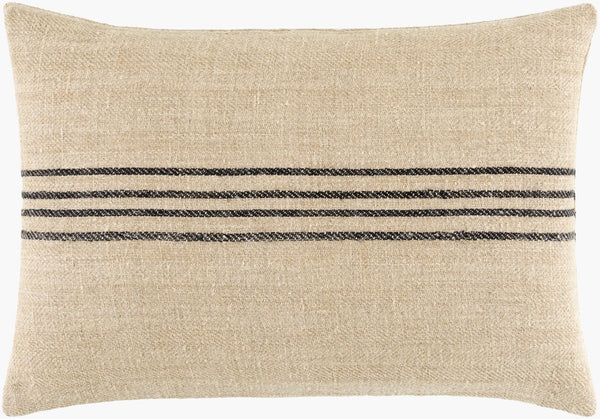 Livabliss Brett Handcrafted Linen Cotton Lumbar Pillow with Bold Stripe Accent for Sofa or Bed BOBT001-1320P