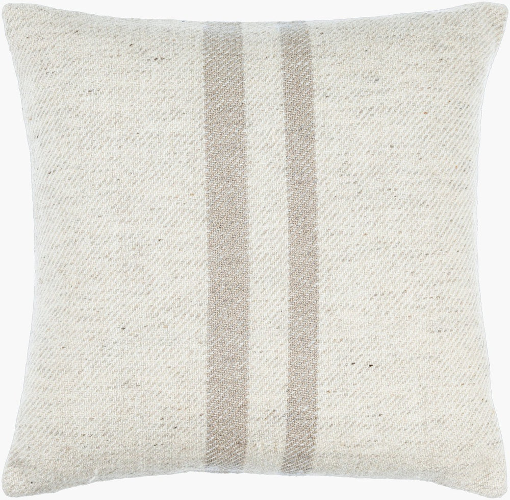 Livabliss Brett Woven Wool Blend Stripe Accent Pillow Square Neutral Layering Piece for Modern Sofas BOBT002-2222P