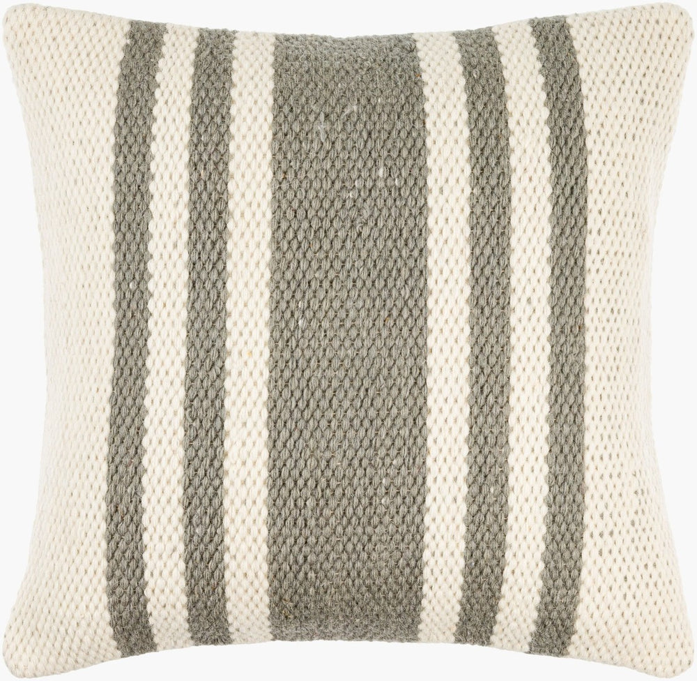 Livabliss Brett Striped Wool Nylon Accent Pillow Neutral Tones for Sofas Chairs and Beds BOBT004-1818D