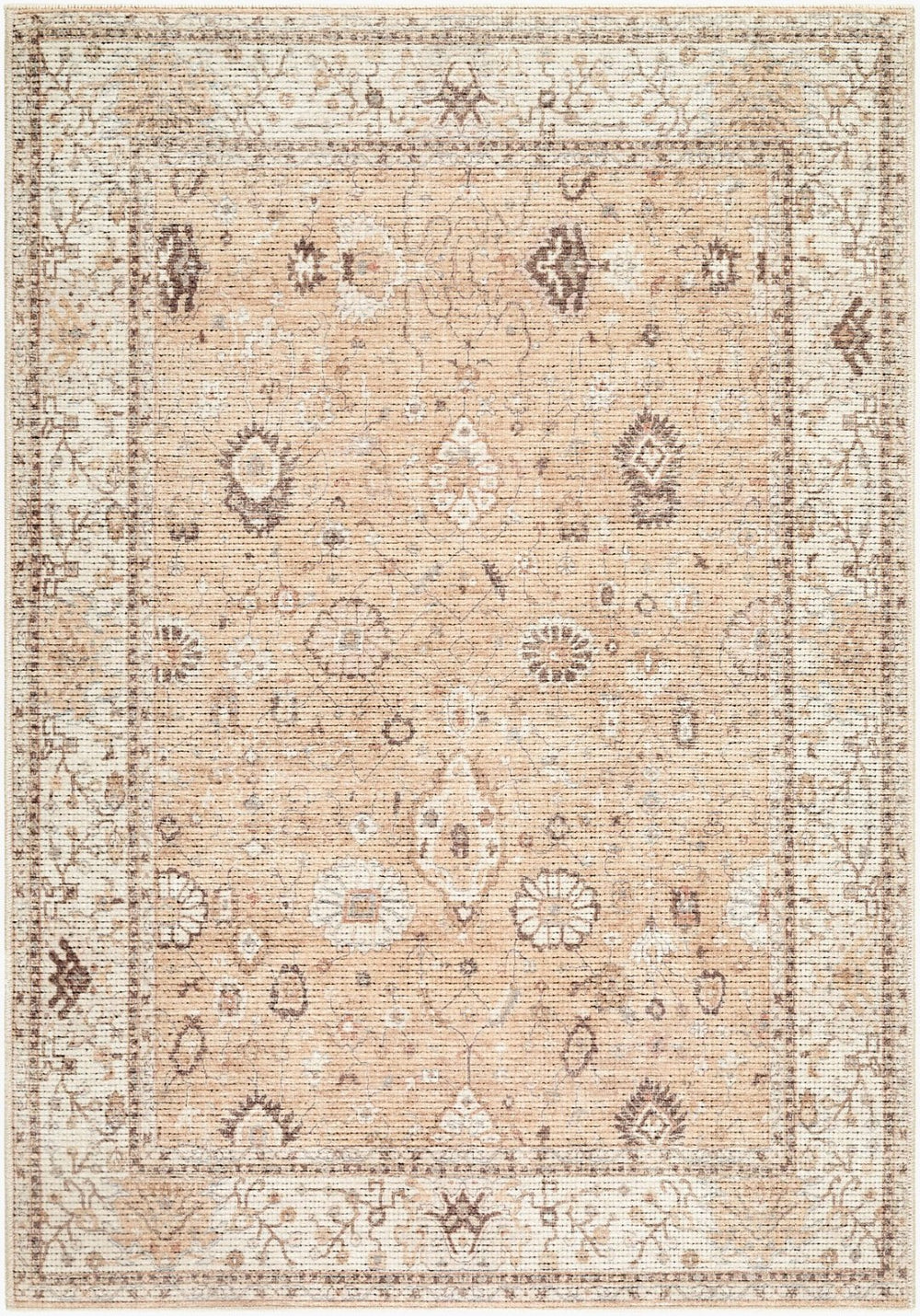 Livabliss Davina Traditional Medallion Polyester Accent Rug for Entryways and Small Spaces Cream, Dark Bro 7'10" x 10' BOCC2303-71010