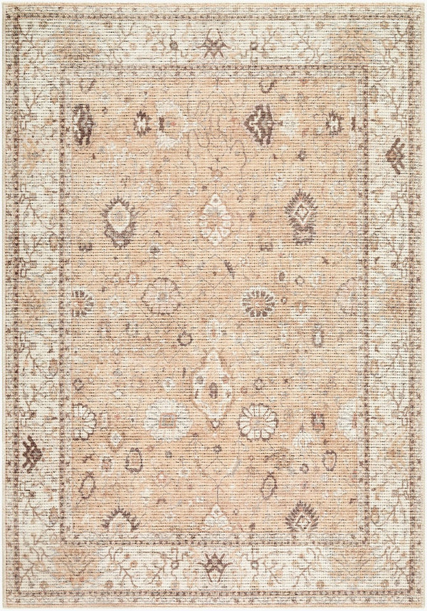 Livabliss Davina Traditional Medallion Polyester Accent Rug for Entryways and Small Spaces Cream, Dark Bro 7'10" x 10' BOCC2303-71010