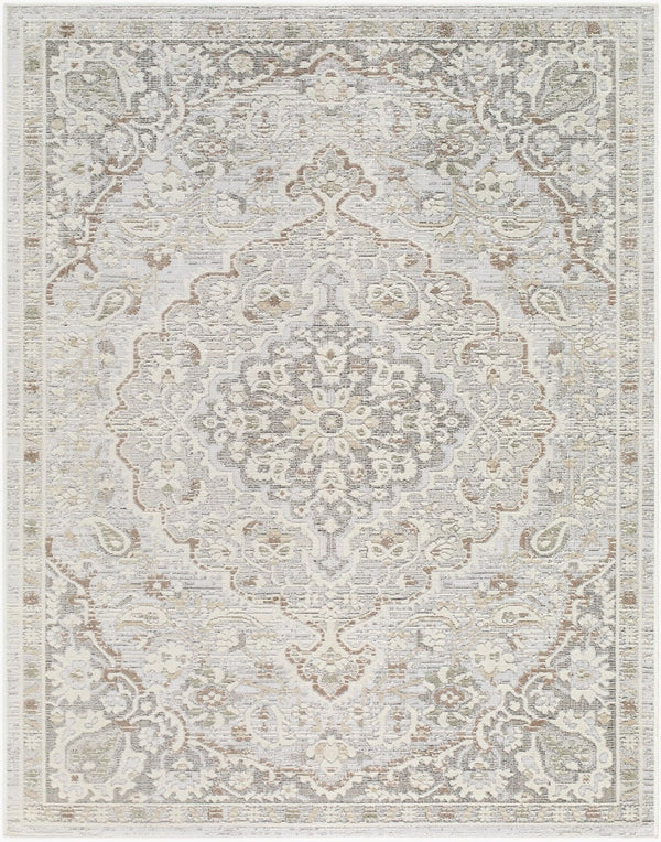 Livabliss Carmela Machine Woven Polypropylene Area Rug with Low Pile for Living and Dining Rooms Ivory, Tan 6'7" x 9' BOCM2302-679